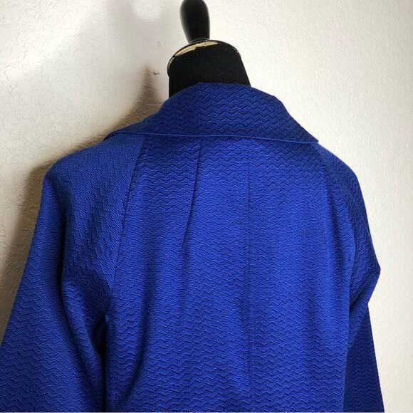 Anthropologie blue chevron textured button front blazer size 12 - Picture 12 of 16